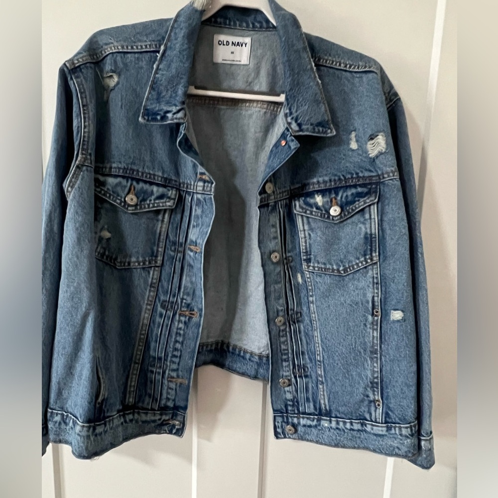 Old Navy Distressed Blue Jean Jacket